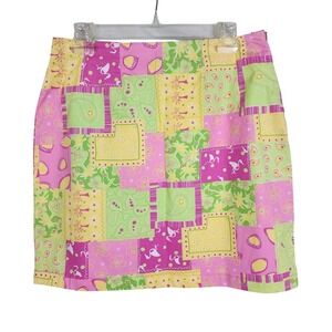 Vintage COTTON CONNECTION Size 6 (Vtg 10) Tropical Patchwork Lined Pencil Skirt